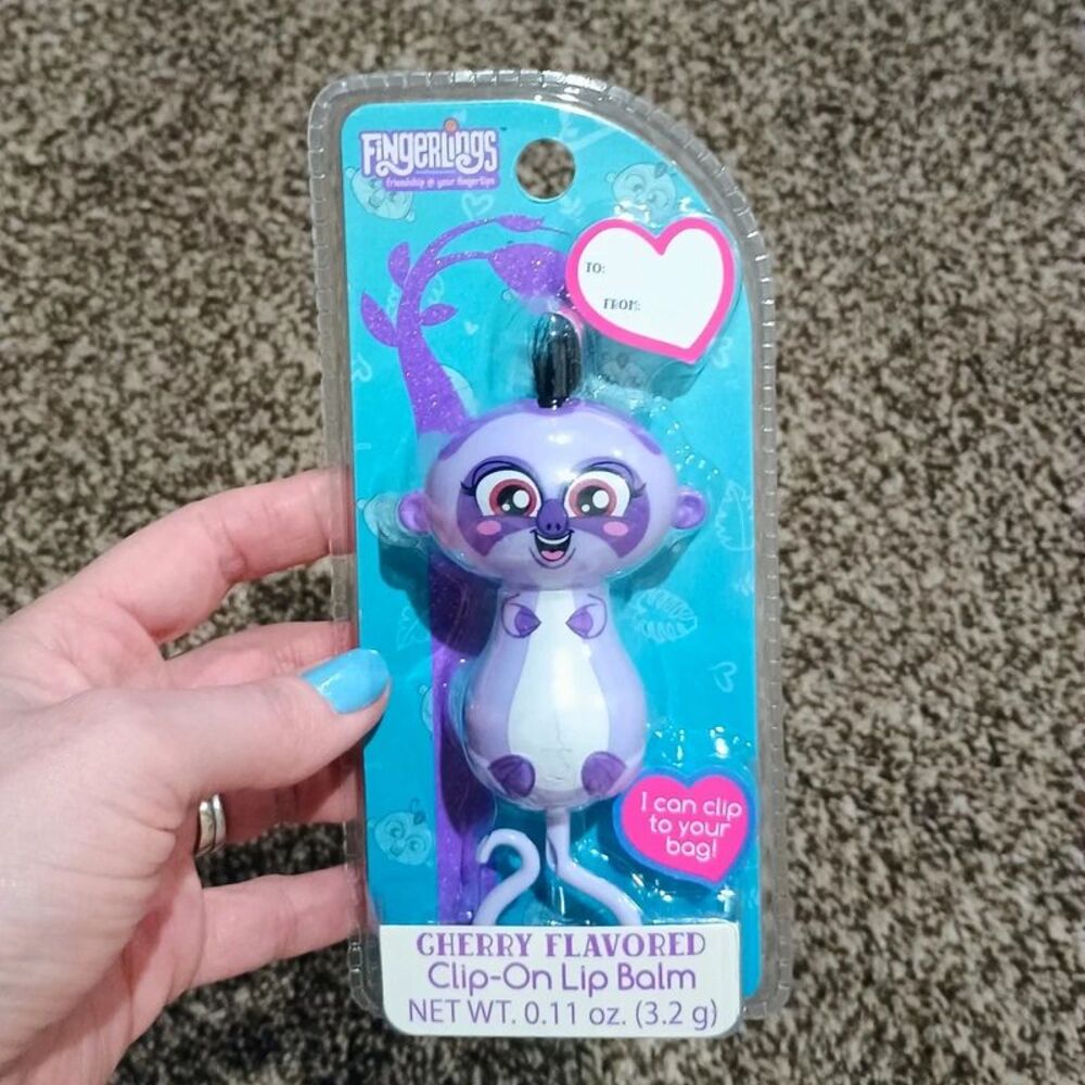 Fingerlings Cherry Flavored Clip On Lip Balm NEW